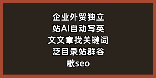 企业外贸独立站-AI自动写英文文章-找关键词-泛目录站群-谷歌seo优化获客