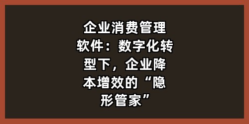 企业消费管理软件：数字化转型下，企业降本增效的“隐形管家”