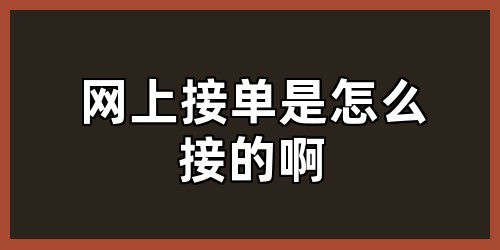 网上接单是怎么接的啊
